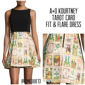 🎀SOLD🎀Alice + Olivia Kourtney Tarot Card Pleated Fit & Flare Dress